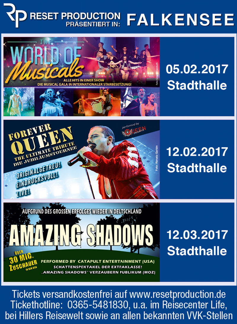 Musical, Queen und Schattenspiele, Veranstaltungen 2017 Bild von: Musical, Queen und Schattenspiele, Veranstaltungen 2017